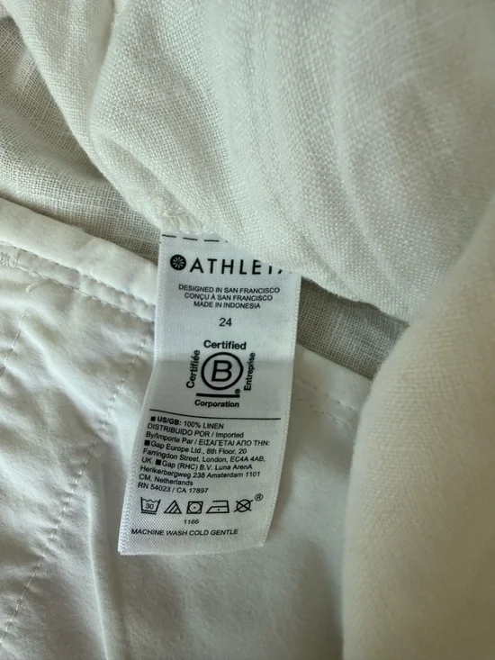 Athleta White Linen Jogger Pants Relaxed Coastal Minimal Elastic Waist 24 - Picture 4 of 6